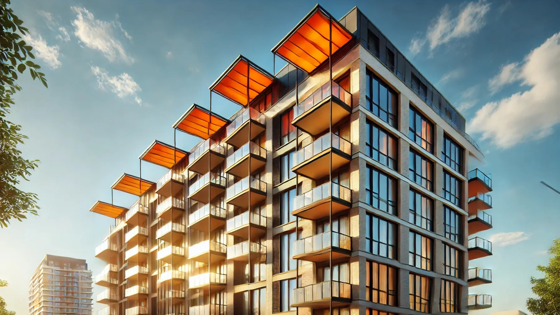 Residential facade with solar shading